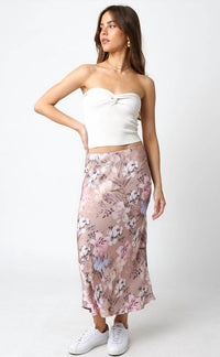 Olivaceous - Marina Floral Midi Skirt