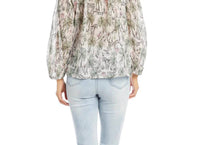 Karen Kane Zara Long Sleeve Lightweight Top in zebra tropical print - women's blouse - alternate view