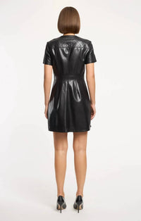 cinq a sept Quilted Layla Mini Dress in black - women's dress - detail view