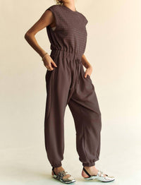 Davi & Dani - Crew Neck Rhinestone Jumpsuit