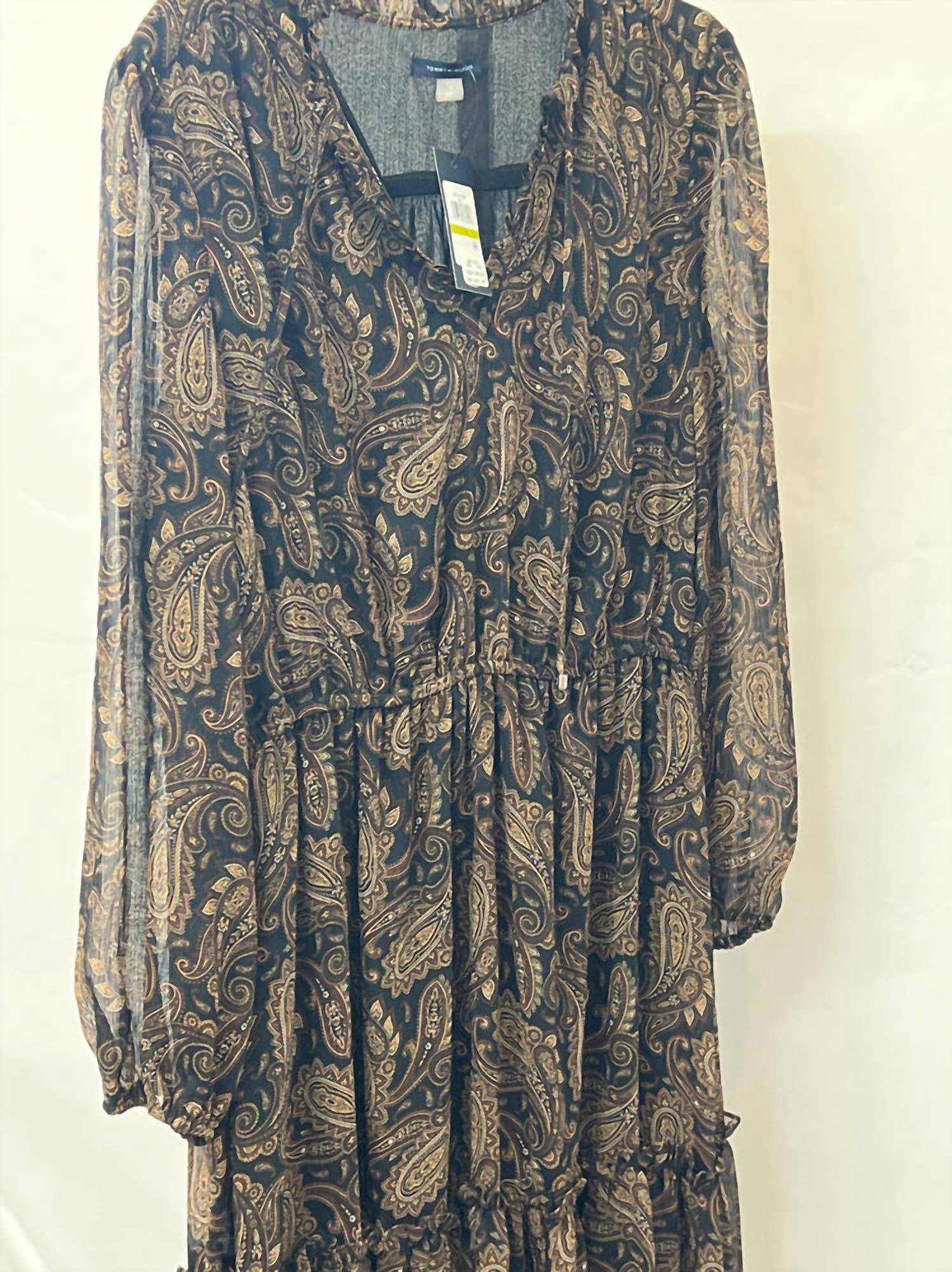 Tommy Hilfiger - Long Chiffon Balloon Sleeve Wrap Midi Dress