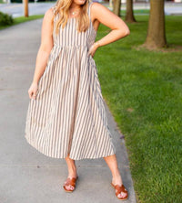 By Together - Striped Square Neck Midi Dress