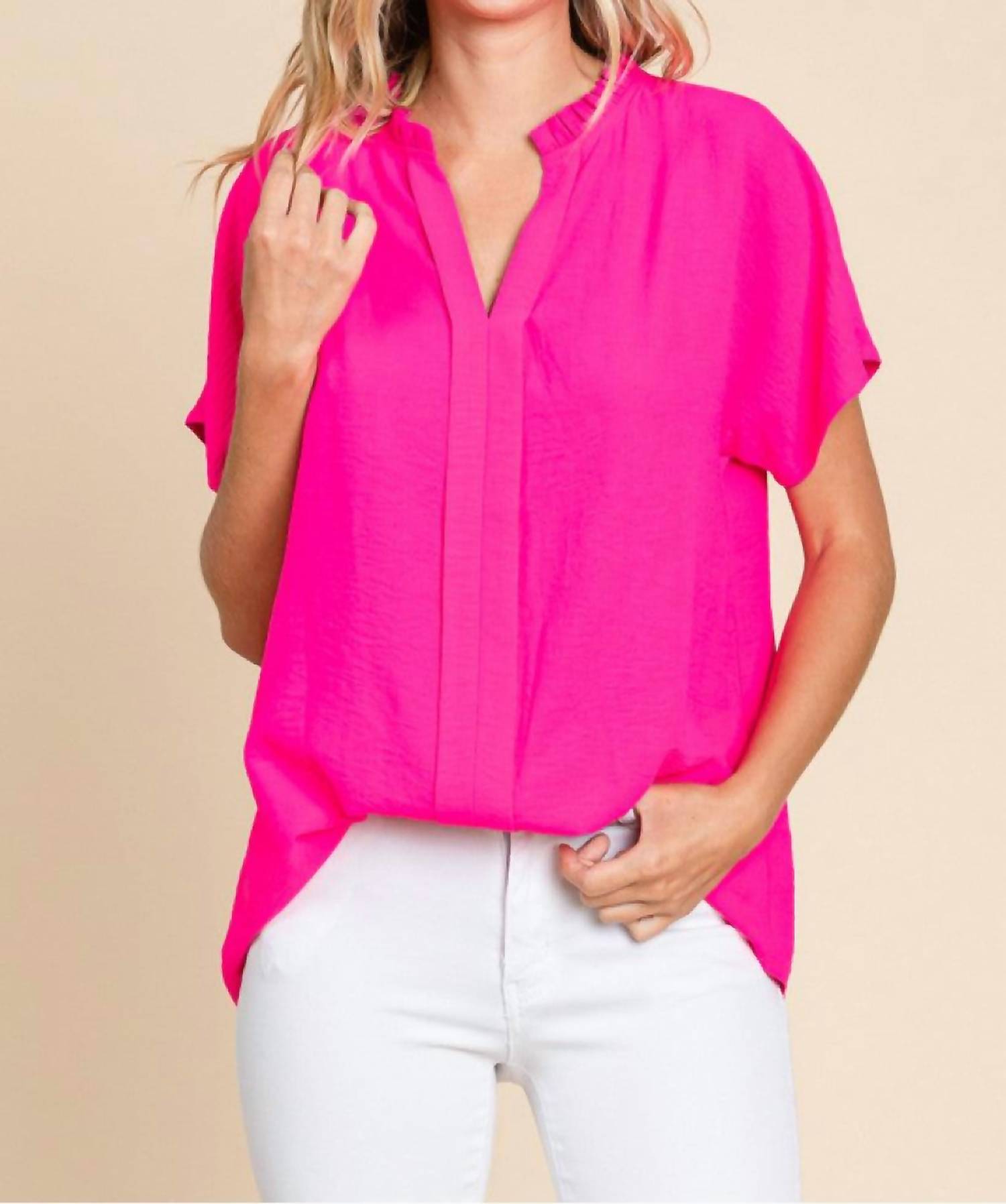 Jodifl Paden Top in hot pink - women's blouse