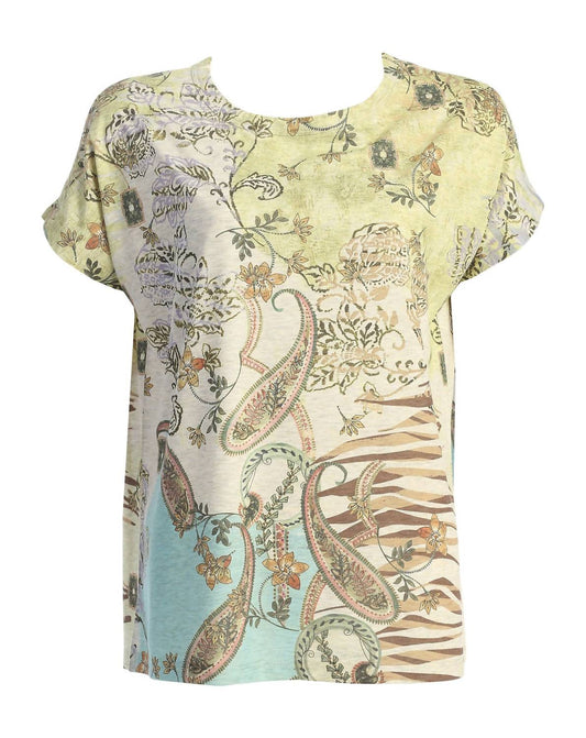 Jess & Jane - Women's Sepia Round Neck Drop Sleeve Top