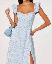 Astr - Wedelia Ruffle Strap Eyelet Corset Midi Dress