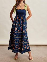 Listicle - Floral Smocked Tiered Maxi Dress