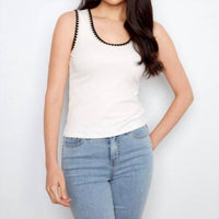 Charlie B - Interlock Knit Tank Top With Crochet Detail