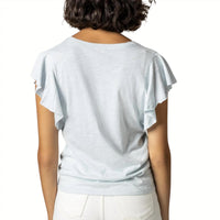 Lilla P - Women's Flutter Sleeve V Neck Top