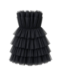 Mable - Organza Ruffle Tube Mini Dress