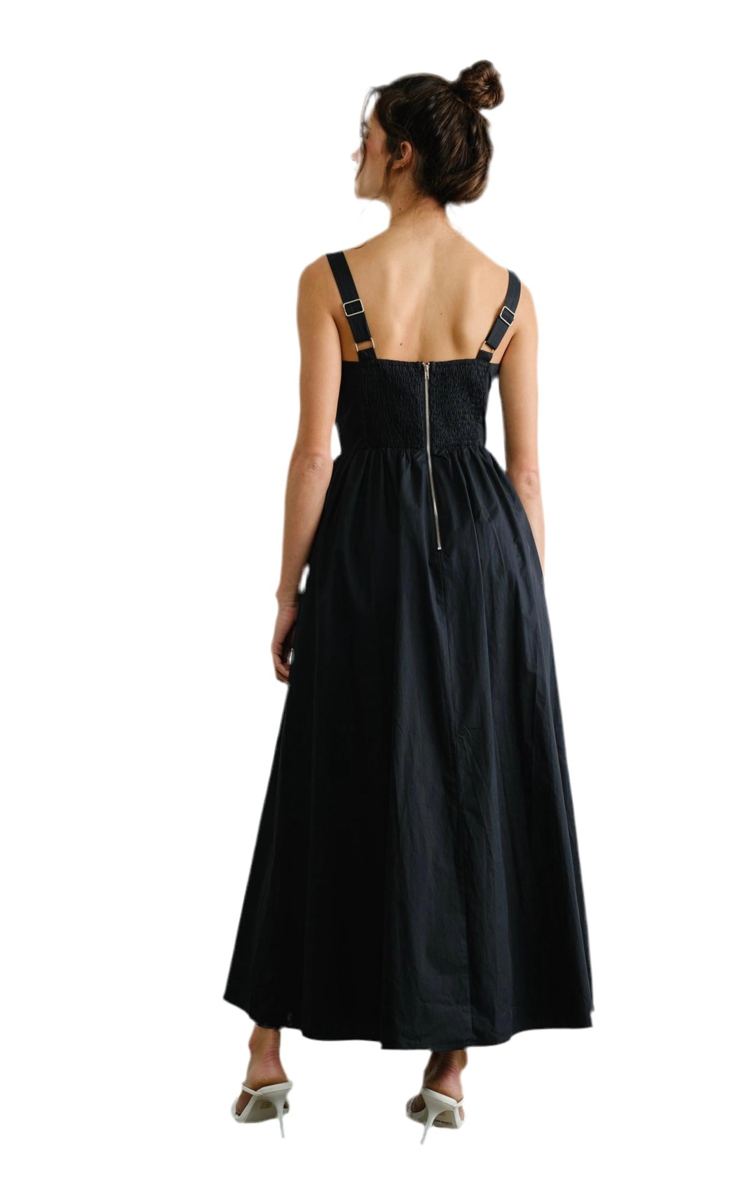 Maude - Poplin Ribbon Tie Maxi Dress