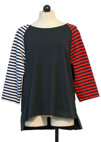 Alembika - Women's Mixed Stripe Sleeve Top