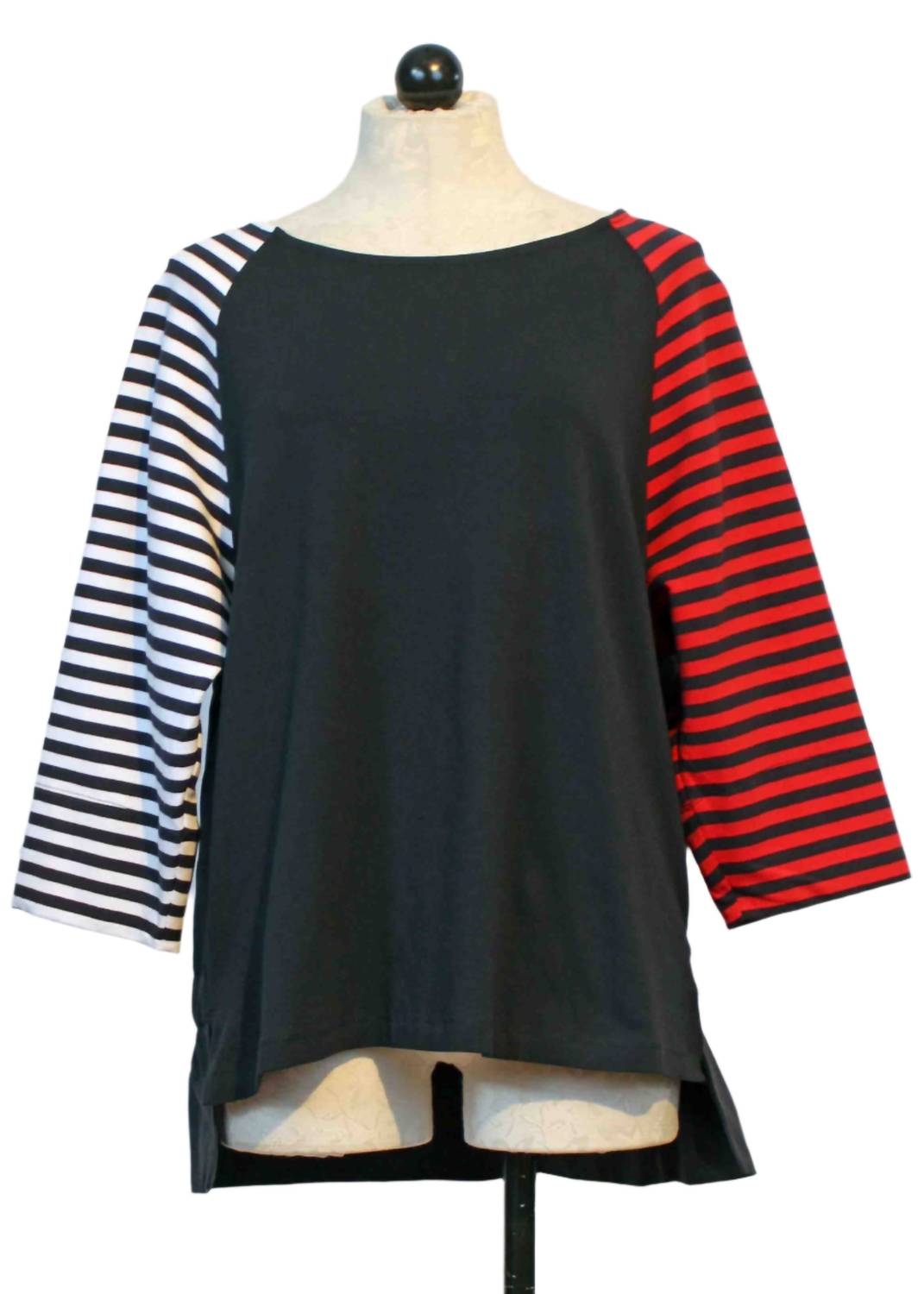 Alembika - Women's Mixed Stripe Sleeve Top