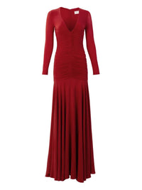 Silvia Tcherassi Lina Long Sleeve V Neck Maxi Dress in rouge - women's dress - view 4