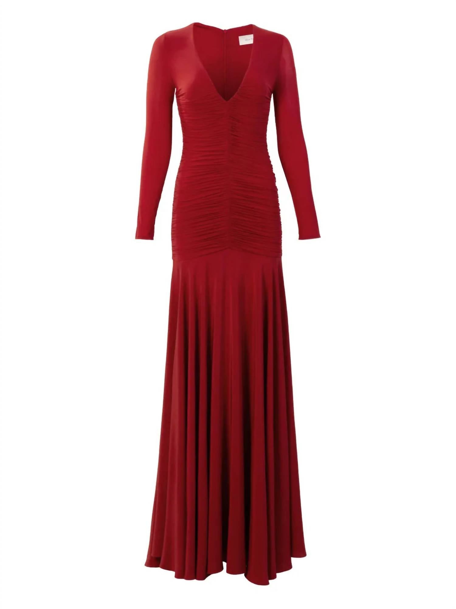 Silvia Tcherassi Lina Long Sleeve V Neck Maxi Dress in rouge - women's dress - view 4