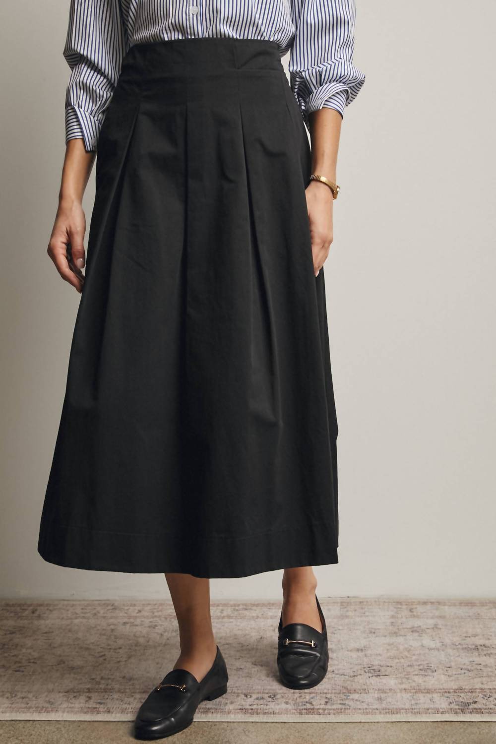 Forte - Pleated A-Line Midi Skirt