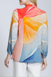 Apny - Long Sleeve Tie-neck Blouse