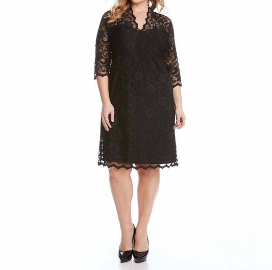 Karen Kane - V-neck Scallop Lace Dress - Plus