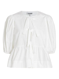 Ganni - COTTON POPLIN PEPLUM BLOUSE