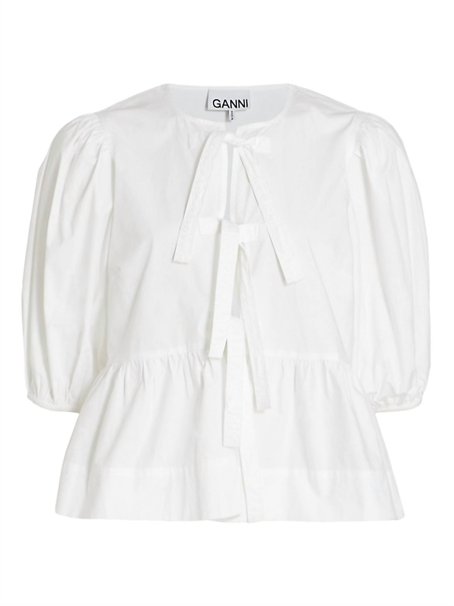 Ganni - COTTON POPLIN PEPLUM BLOUSE