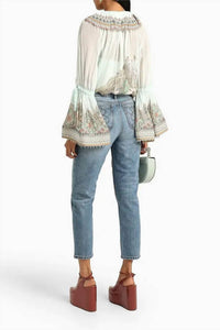 Zimmermann - Bead-Embellished Printed Chiffon Blouse