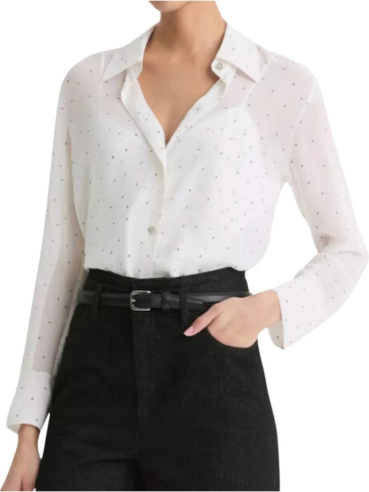 Vince - SHEER DOT BLOUSE WITH LACE TRIM CAMI TOP