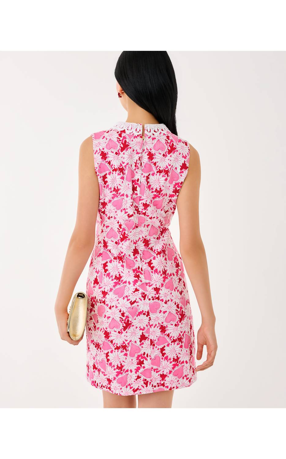 Lilly Pulitzer Cleodora Stretch Mini Shift Dress in coconut dear heart - women's dress - detail view