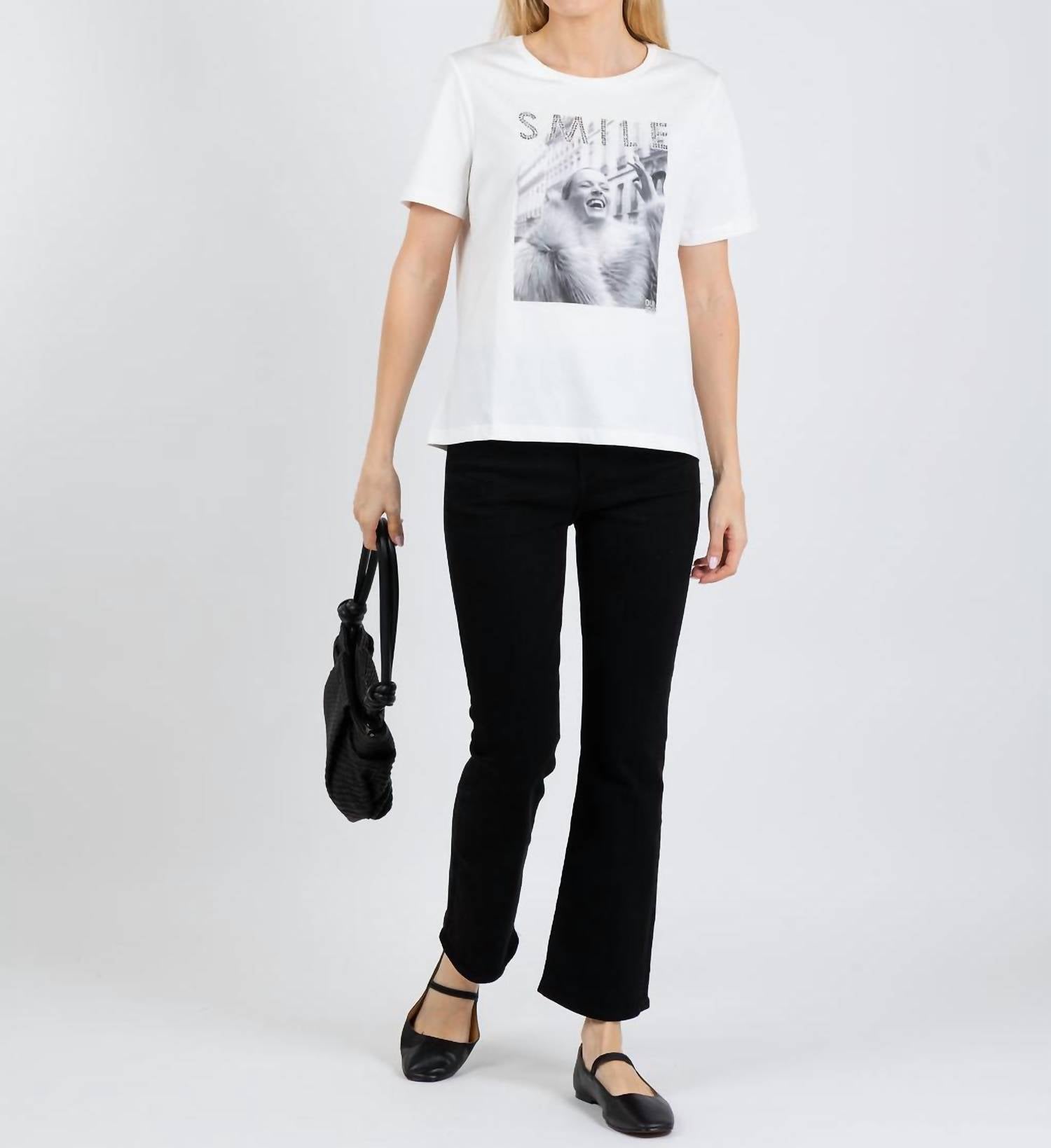 Oui Smile Tee in cloud dancer - women's t-shirt - view 5