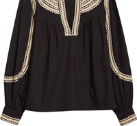 Ulla Johnson Laurenza Long Sleeve Top in noir - women's blouse - view 6
