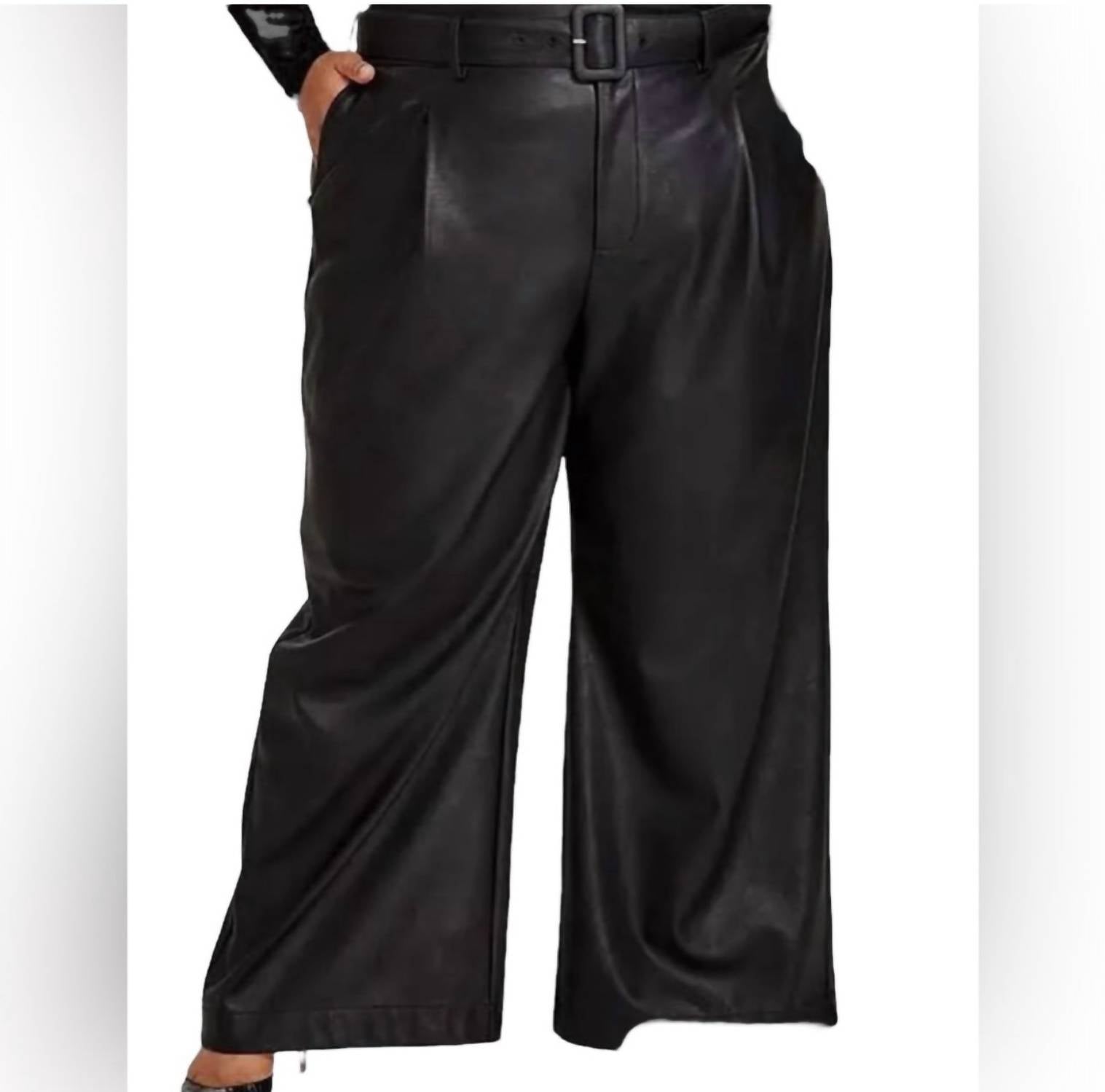 Nina Parker - Women's Belted Wide Leg Side Pockets Pants