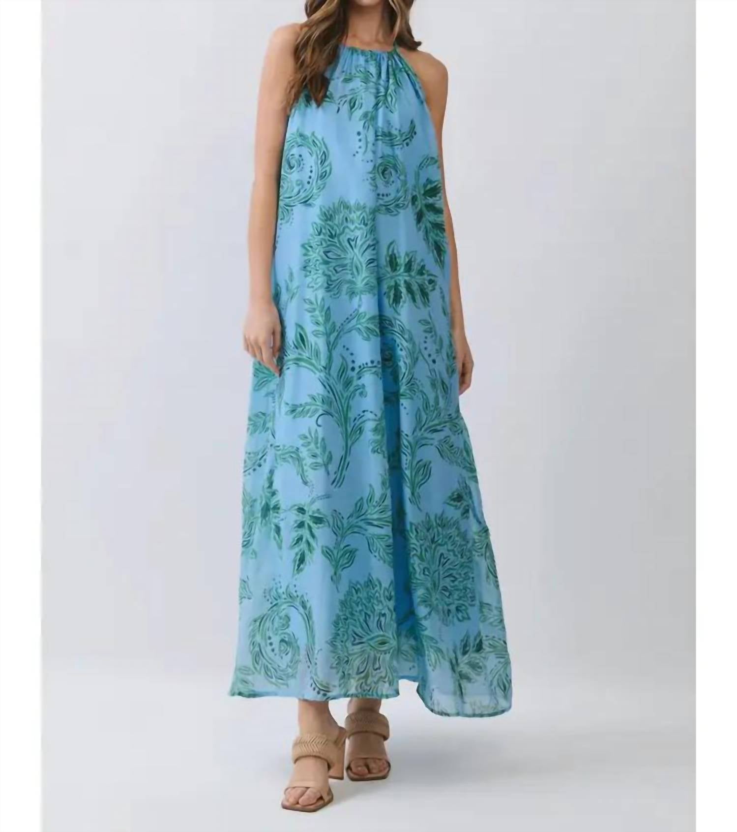 Tcec - Floral High Neck Flowy Maxi Dress