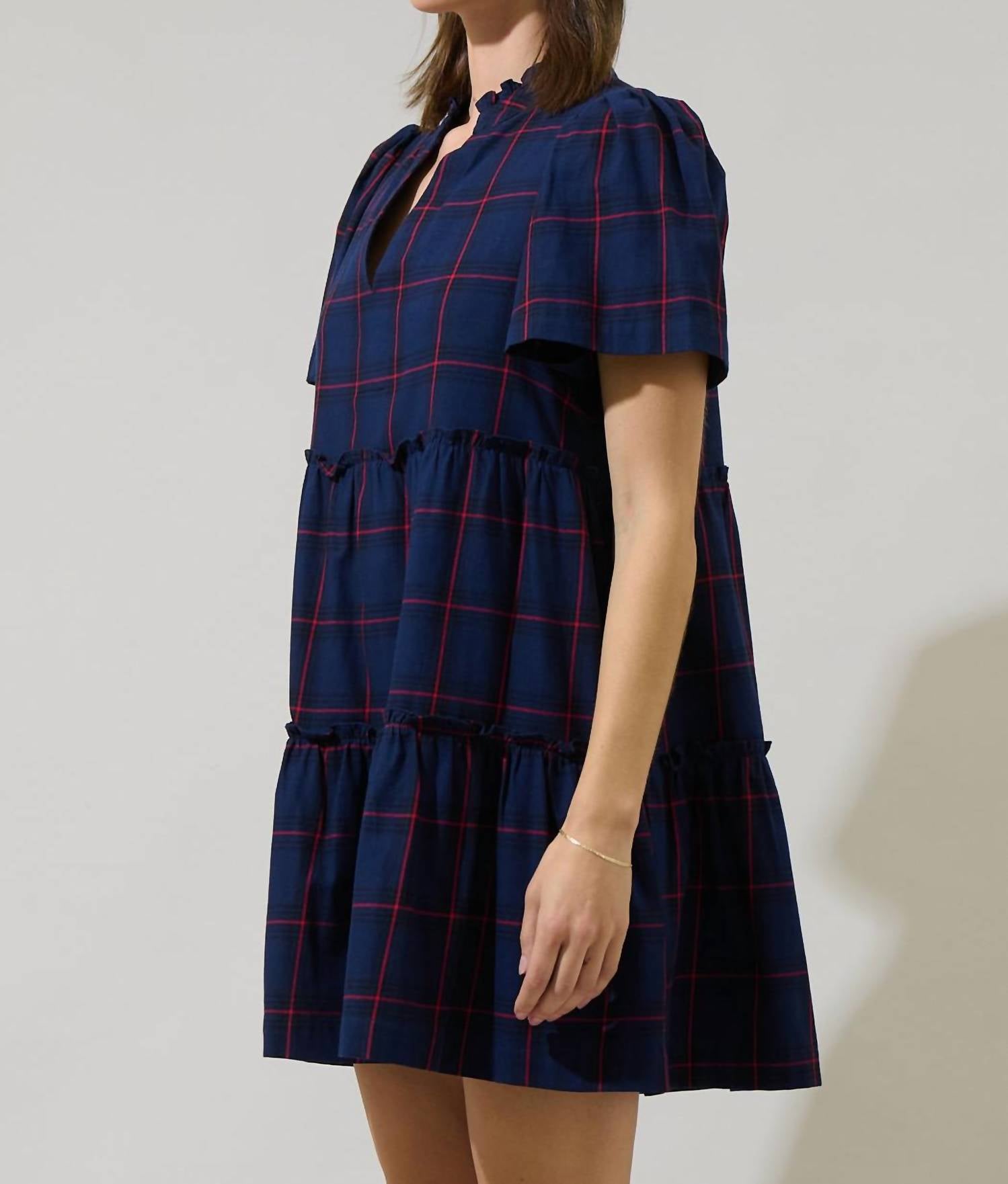 Sugarlips - Holbrook Plaid Amelia Tiered Babydoll Short Sleeve Dress