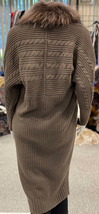 Morris Kaye - Knit Duster With Detachable Raccoon Collar