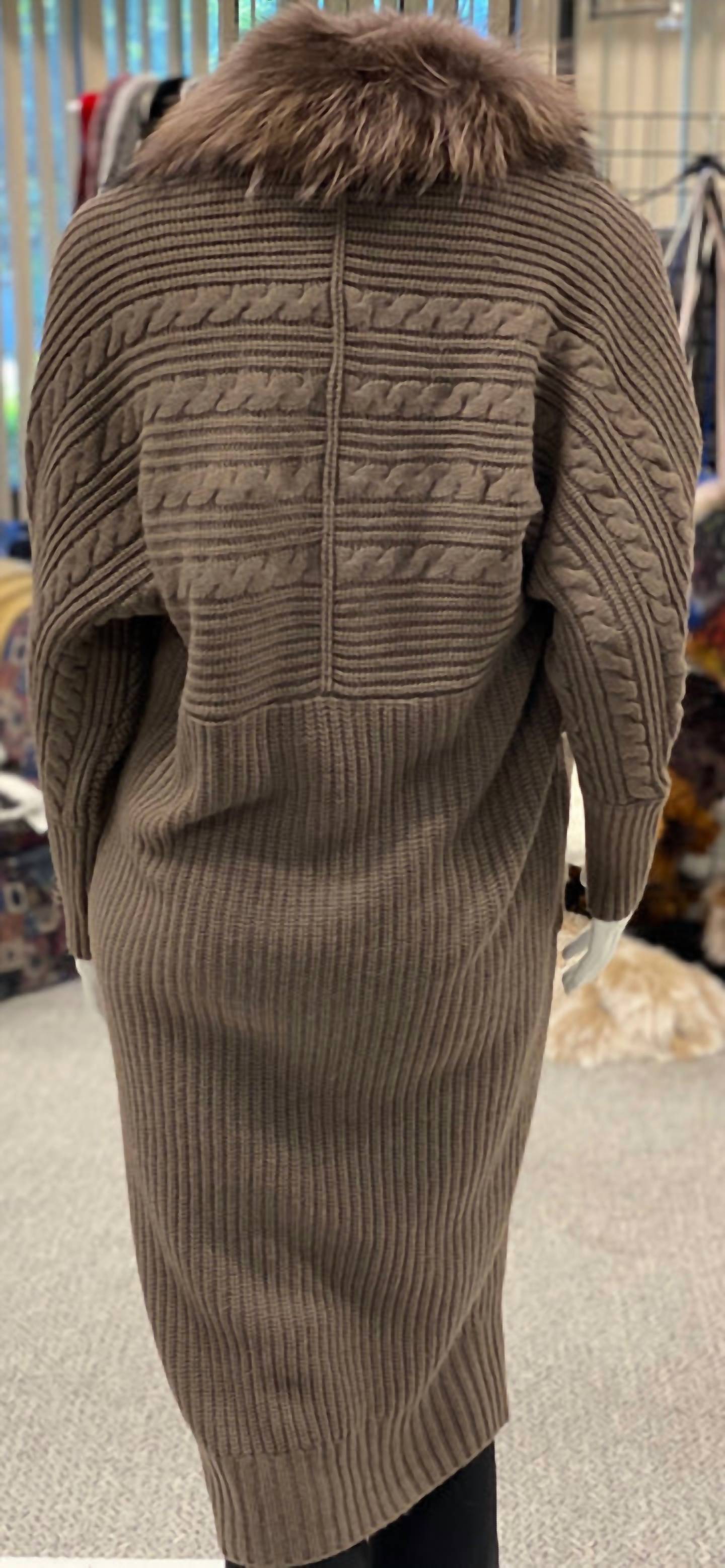 Morris Kaye - Knit Duster With Detachable Raccoon Collar