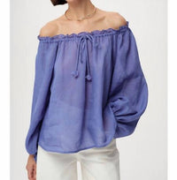 EXQUISE Adriene Blouse in periwinkle - women's blouse