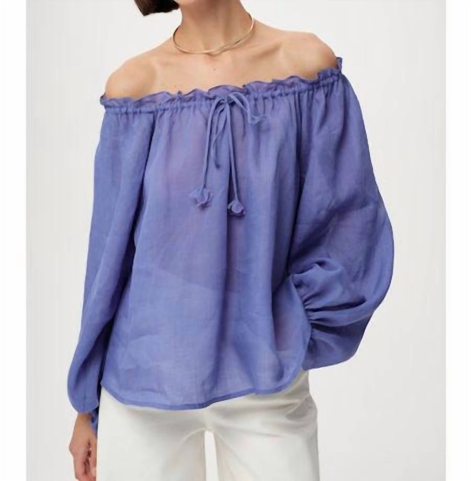 EXQUISE Adriene Blouse in periwinkle - women's blouse