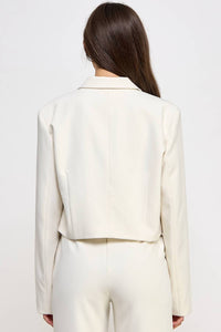 Ellison - Cropped Power Shoulder Blazer