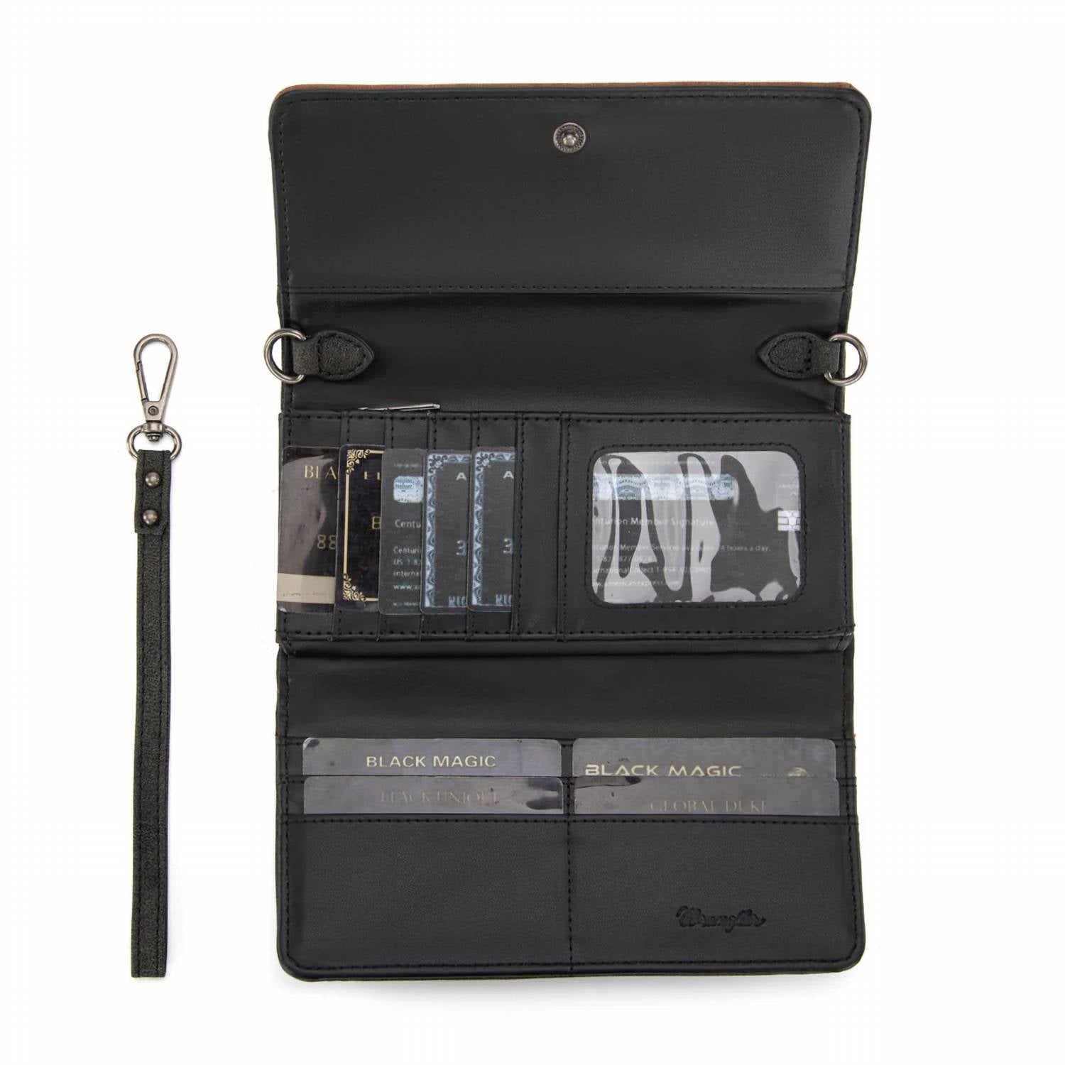Wrangler Southwestern Print Wallet in black - women's bag - detail view
