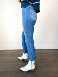 Bayeas Frankie Super High Rise Slim Straight Jeans in blue - women's jeans - alternate view