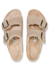 BIRKENSTOCK Unisex Arizona Shearling Suede Sandals in taupe - women's sandal - alternate view