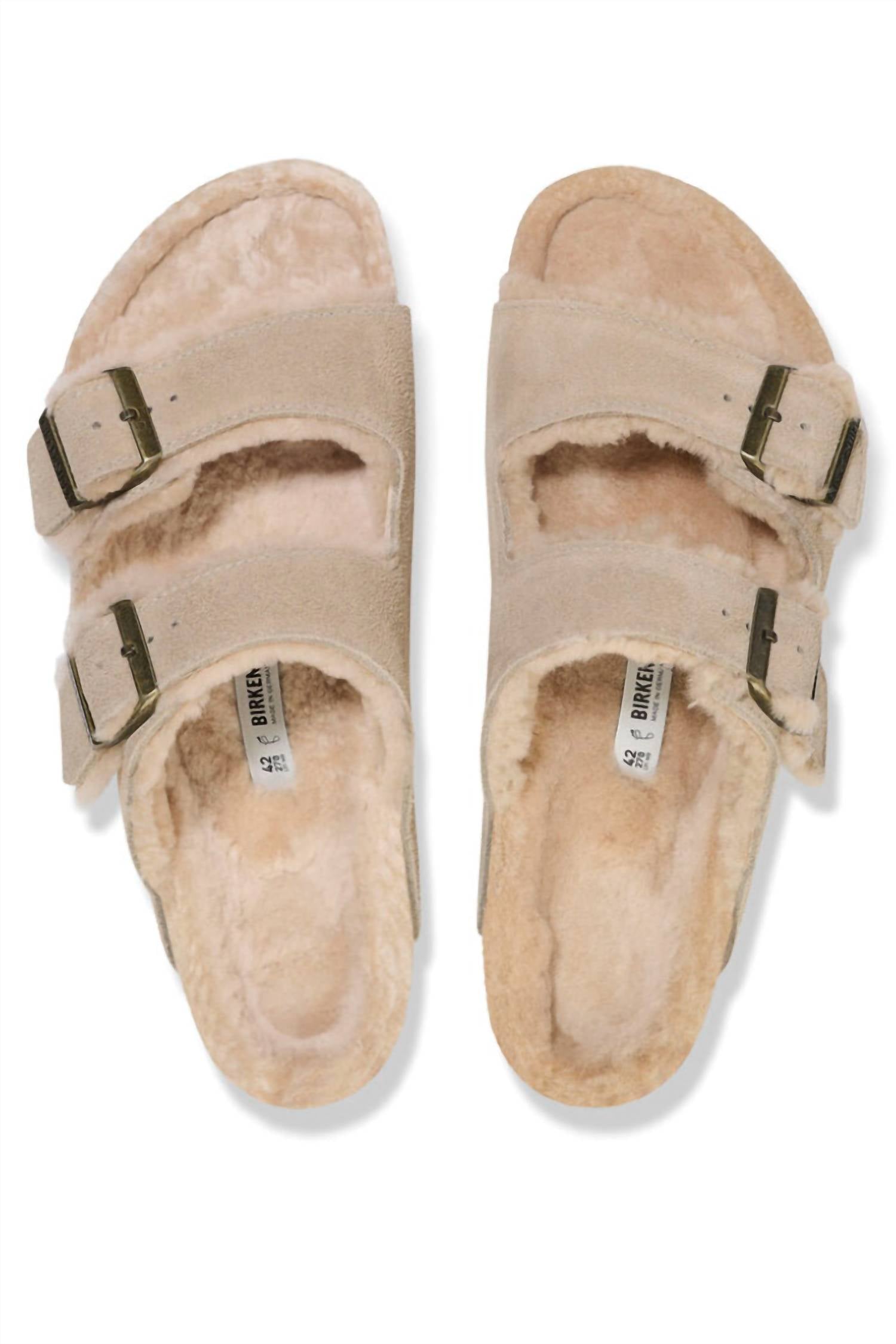 BIRKENSTOCK Unisex Arizona Shearling Suede Sandals in taupe - women's sandal - alternate view