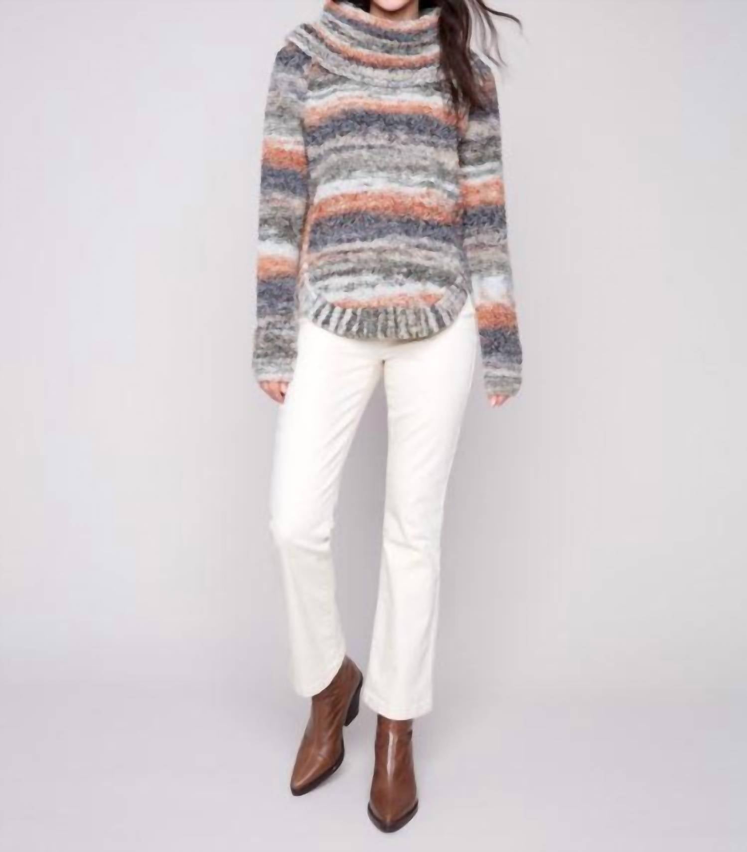 Charlie B - Cowl Neck Cable Knit Sweater