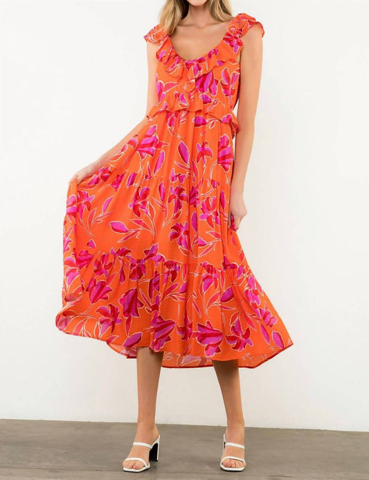 Thml - Flutter Sleeve Flower Print Midi Dress