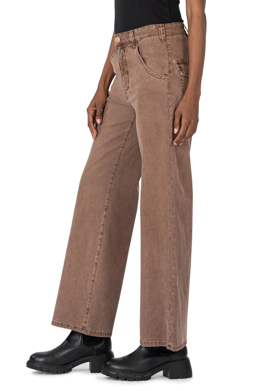KUT FROM THE KLOTH Meg High Rise Ankle Wide Leg Jeans in fudge - women's jeans - alternate view