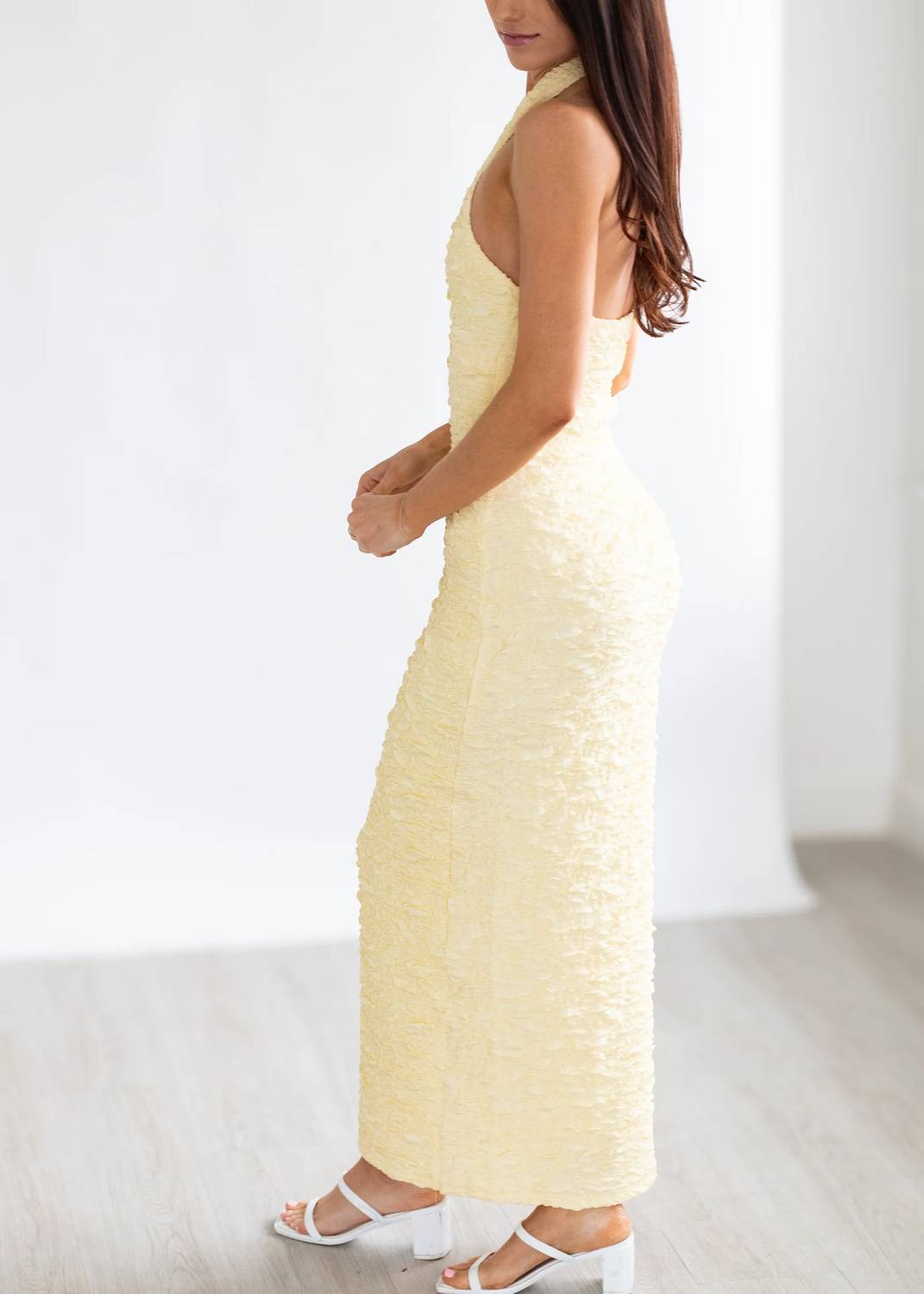 2.7 August Apparel - Stretchy Halter Neck Midi Dress