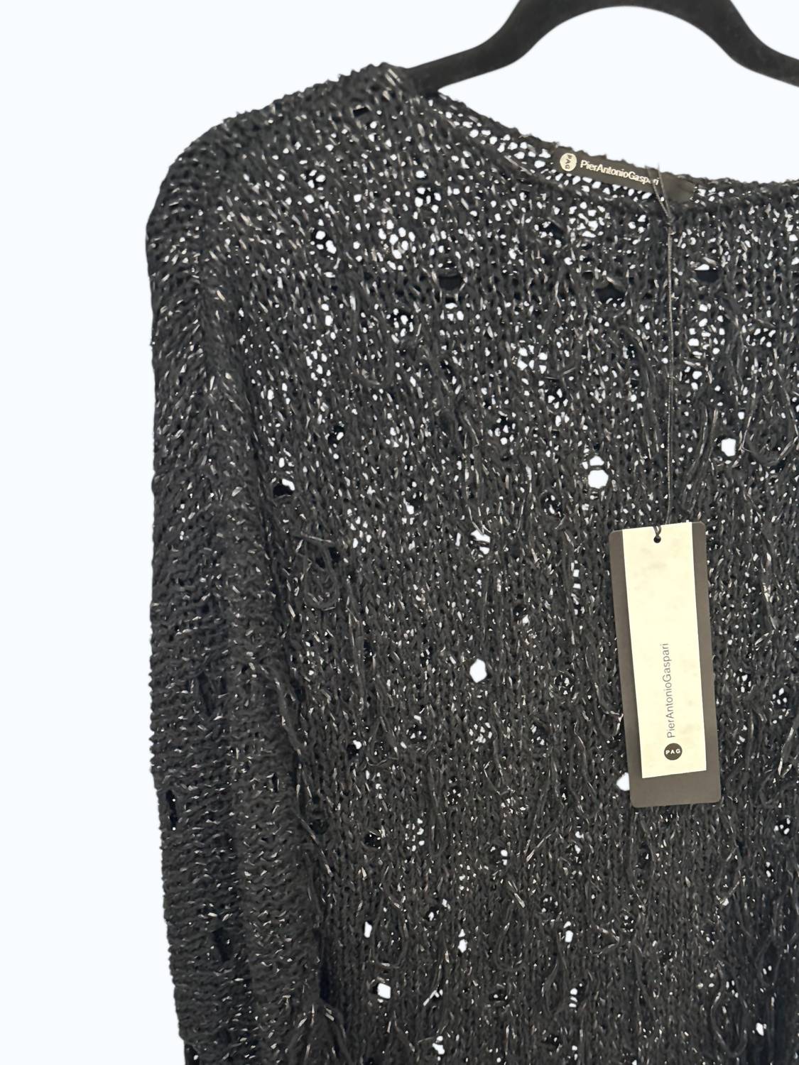 Pier Antonio Gaspari Women's Napp Cotton Sweater in black - women's sweater - alternate view