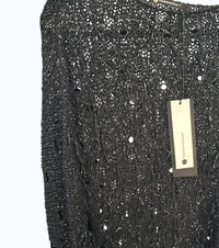 Pier Antonio Gaspari Women's Napp Cotton Sweater in black - women's sweater - detail view