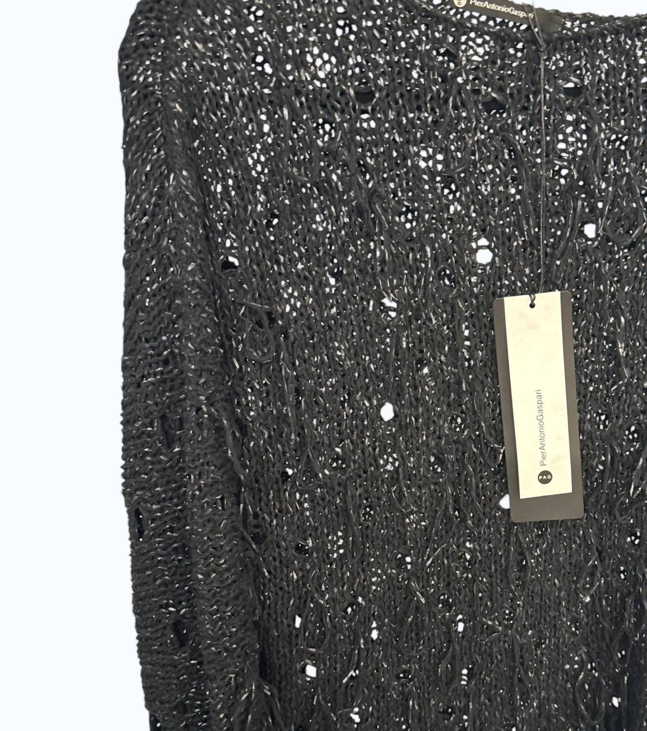 Pier Antonio Gaspari Women's Napp Cotton Sweater in black - women's sweater - detail view
