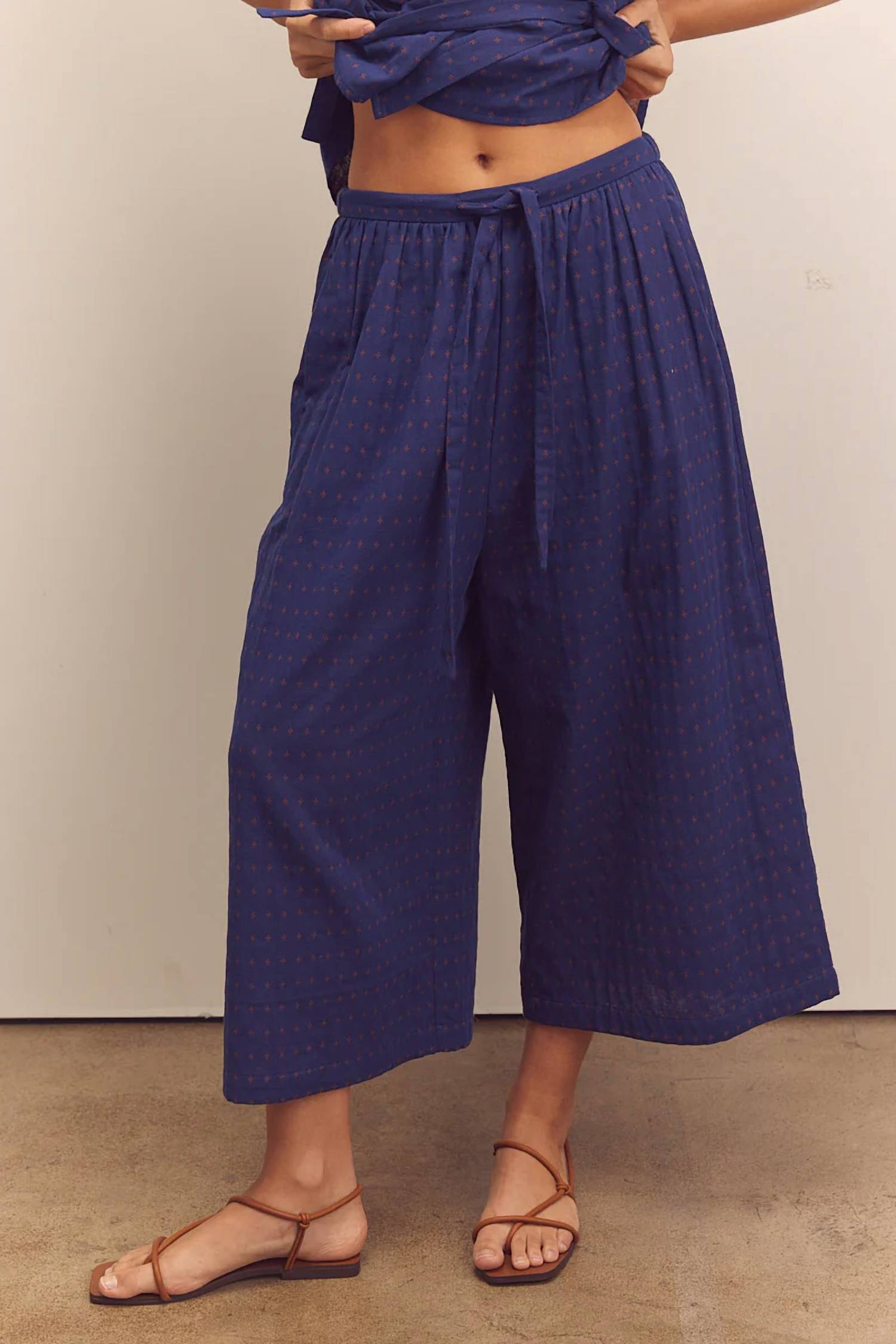 Amente - Drawstring Wide Leg Pants