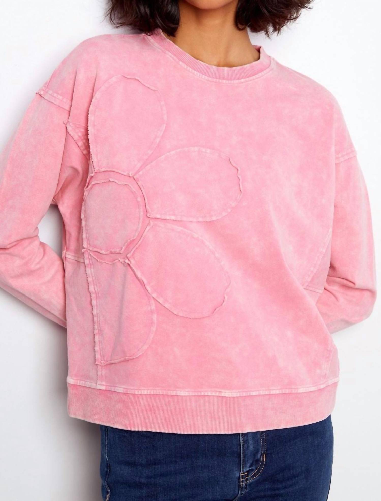 Charlie B - Long Sleeve Top With Flower Appliqué
