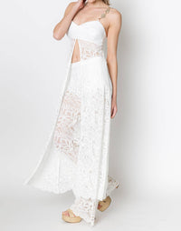 ZETAYE Lyric Lace Long Line Chain Top in white - women's blouse - view 4